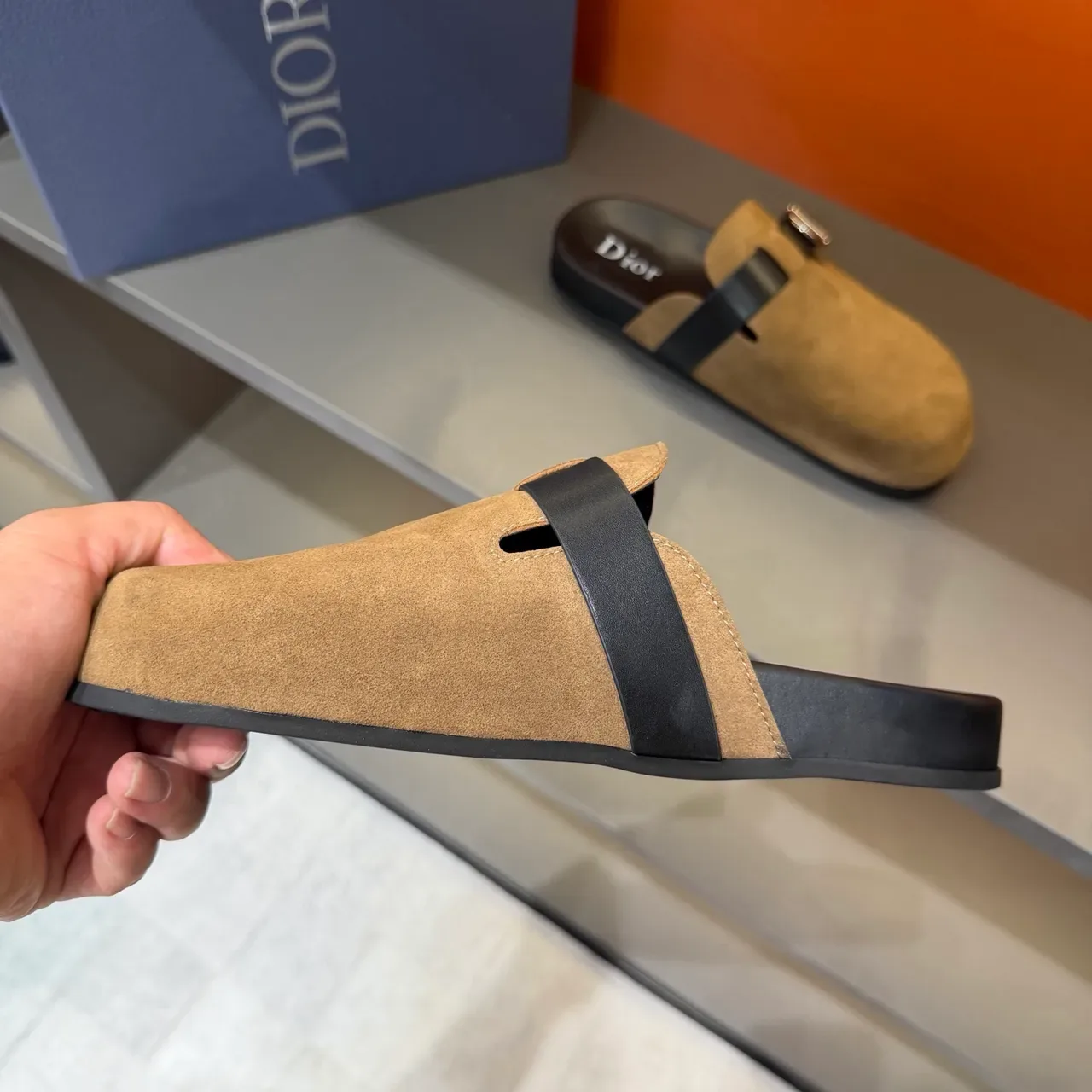 Dior Brown Black Suede Upper Leather Strap Casual Shoes 2