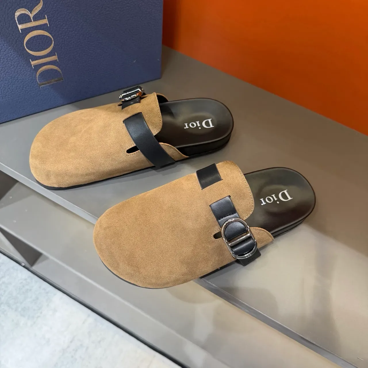 Dior Brown Black Suede Upper Leather Strap Casual Shoes 5