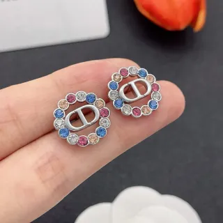 Dior 扣式 多彩水晶耳环