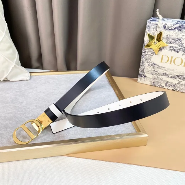 Dior CD Belt White and Black Reversible Leather Belt 2