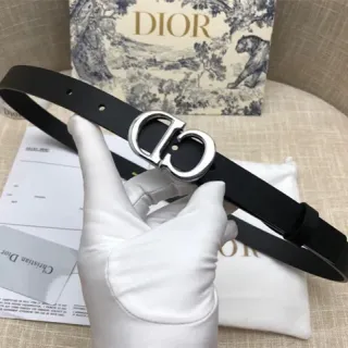 Dior CD Buckle काला चमड़े का बेल्ट
