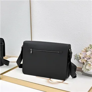 Dior Flap Front Black Textured Leather Crossbody Bag 8