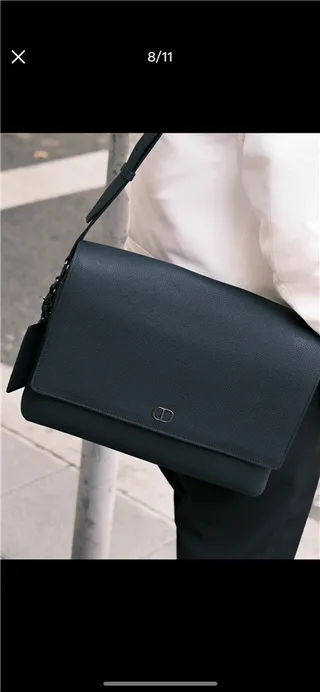 Dior Flap Front Black Textured Leather Crossbody Bag 10