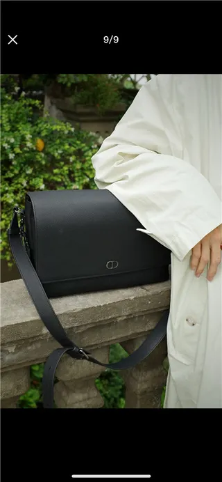 Dior Flap Front Black Textured Leather Crossbody Bag 18
