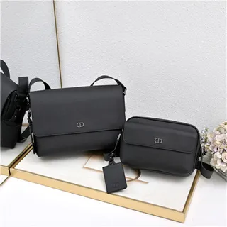 Dior Flap Front Black Textured Leather Crossbody Bag 19