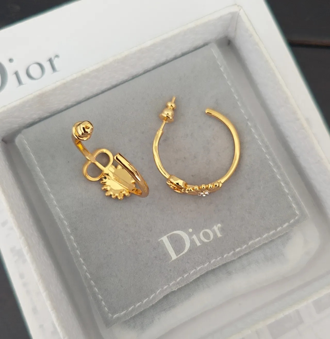 Dior Floral Crystal Hoop Earrings 2