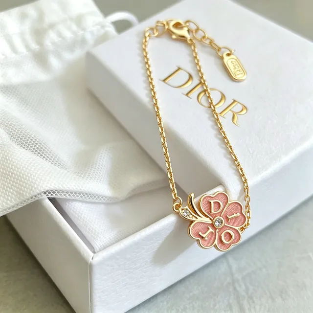 Dior Floral Enamel Charm Gold-Tone Bracelet 4