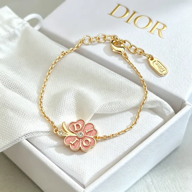 Dior Floral Enamel Charm Gold-Tone Bracelet 7