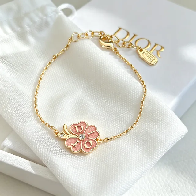 Dior Floral Enamel Charm Gold-Tone Bracelet 8