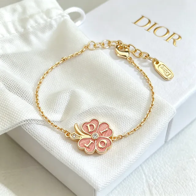 Dior Floral Enamel Charm Gold-Tone Bracelet 9