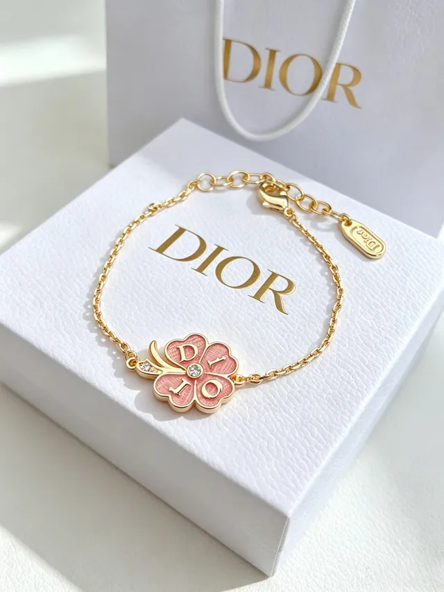 Dior Floral Enamel Charm Gold-Tone Bracelet 10