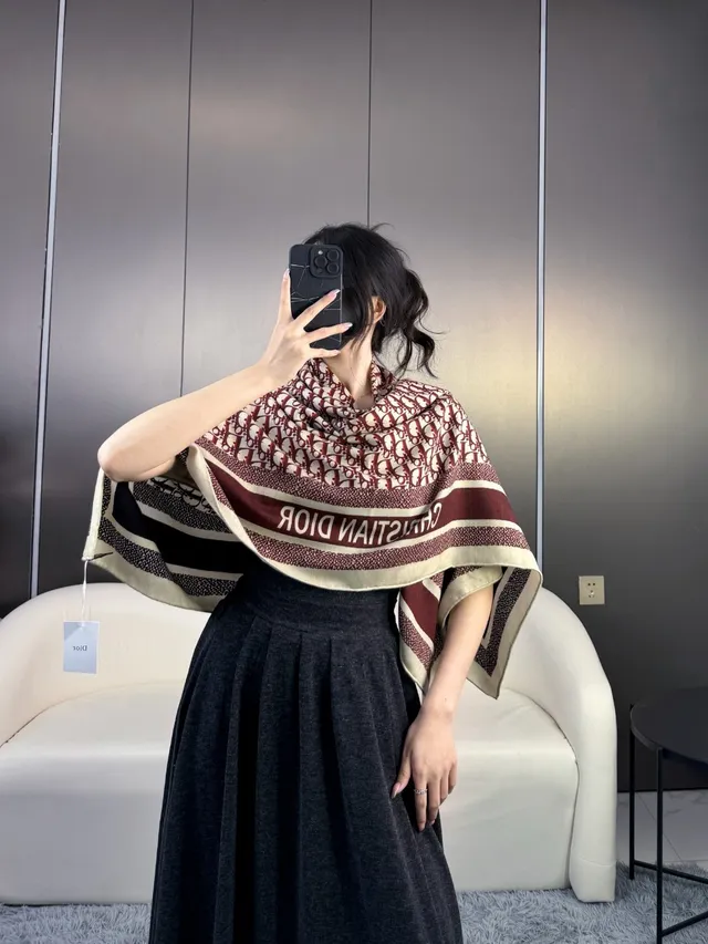 Dior Geometric Striped Textured Silk Scarf 2