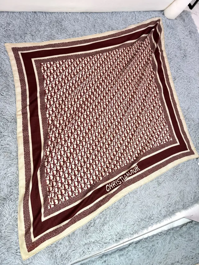 Dior Geometric Striped Textured Silk Scarf 7