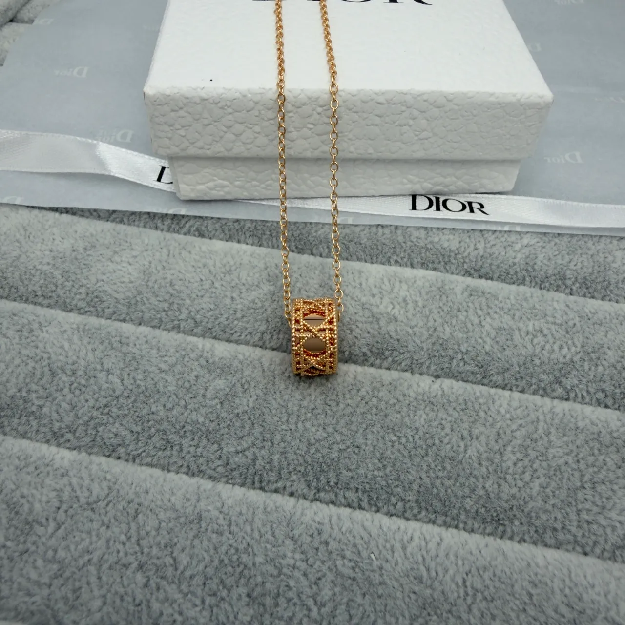 Dior Gold Silver Circular Cage Pendant Textured Rope-Edge Bezel Necklace 6