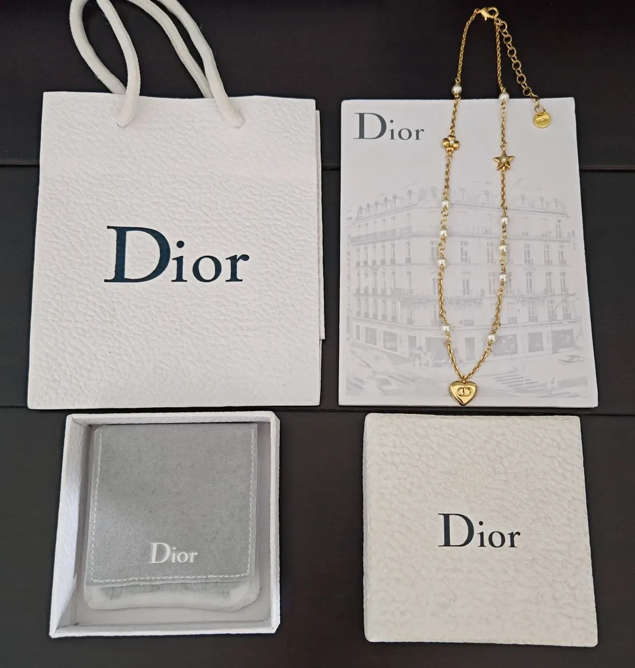 Dior Gold White Chain Cultured Pearl Beads Necklace 4
