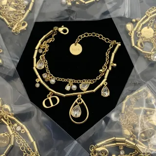Dior Bracelet Multi-Chaîne Maillons Bambou Or Blanc