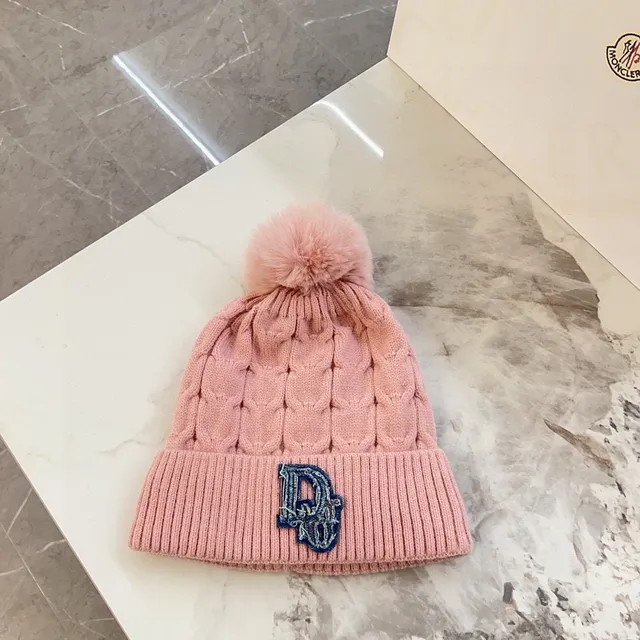 Dior Gray Blue Cable-Knit Ribbed Cuff Beanie 2