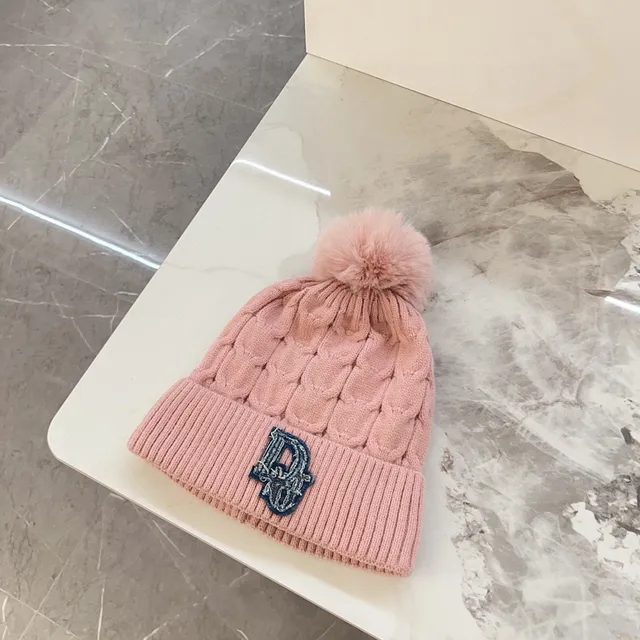Dior Gray Blue Cable-Knit Ribbed Cuff Beanie 3