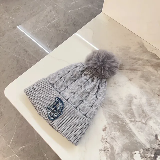 Dior Gray Blue Cable-Knit Ribbed Cuff Beanie 9