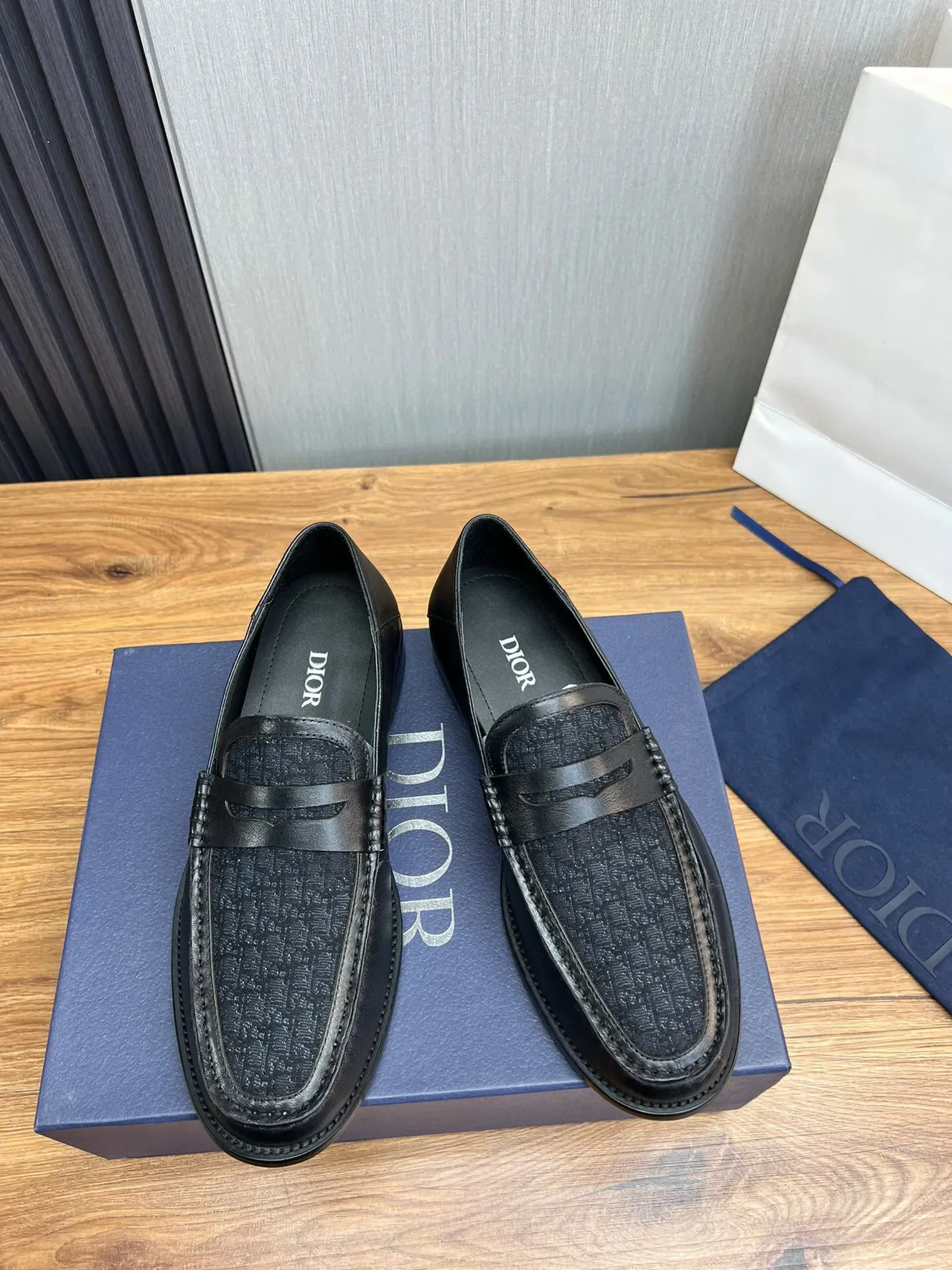 Dior Loafer Black Textured Monogram Moc-Toe Penny Loafer 2