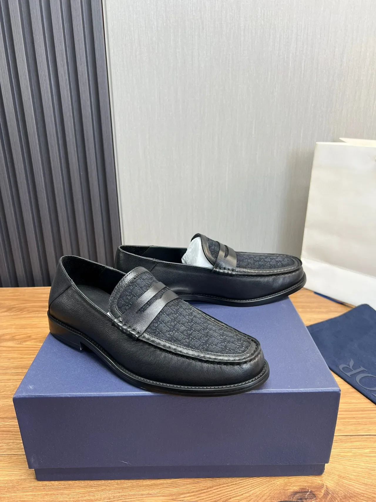 Dior Loafer Black Textured Monogram Moc-Toe Penny Loafer 3