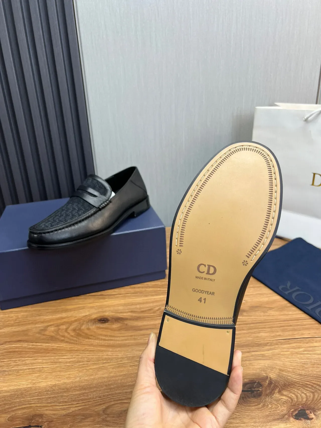 Dior Loafer Black Textured Monogram Moc-Toe Penny Loafer 9