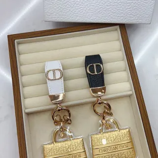 Dior Mini Bag Charm Gold White Miniature Transparent Acrylic Casing Handbag