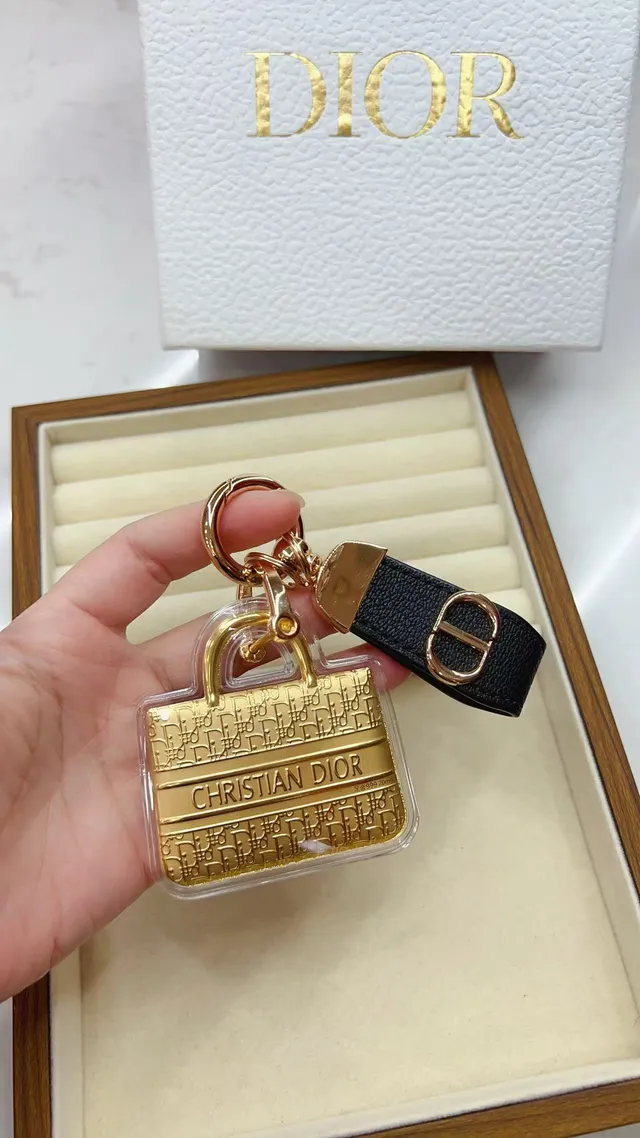 Dior Mini Bag Charm Or Blanc Miniature Transparente Acrylique Casing Sac à Main 5