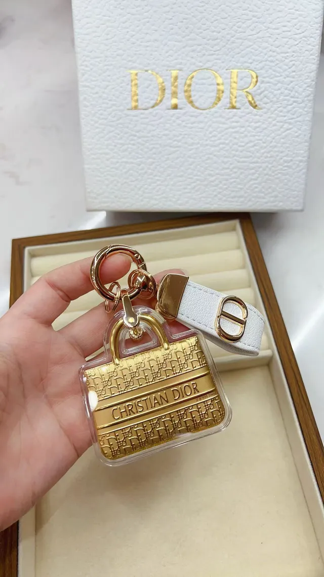 Dior Mini Bag Charm Or Blanc Miniature Transparente Acrylique Casing Sac à Main 6