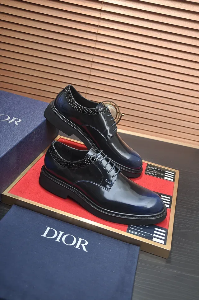 Dior Chaussures Oxford Noir Marine Cuir Patenté Brillant Bout Cap 4