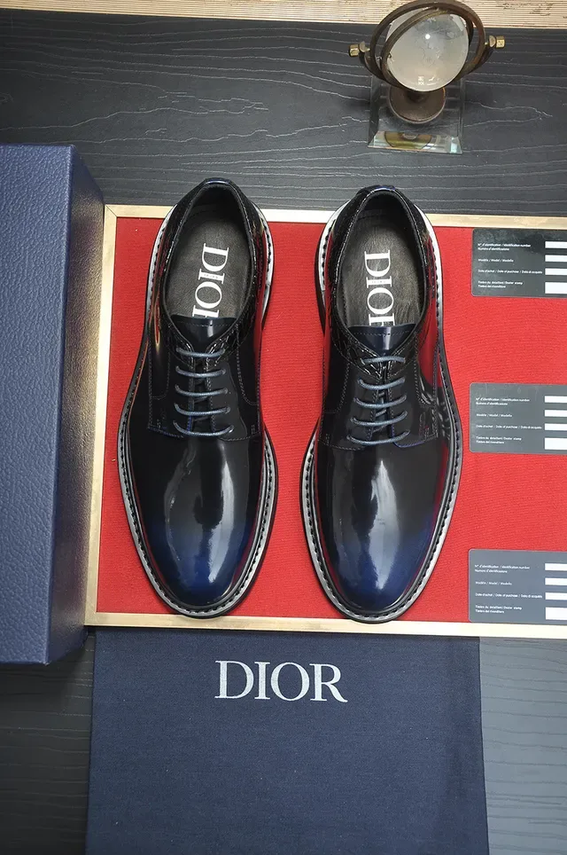 Dior Chaussures Oxford Noir Marine Cuir Patenté Brillant Bout Cap 5