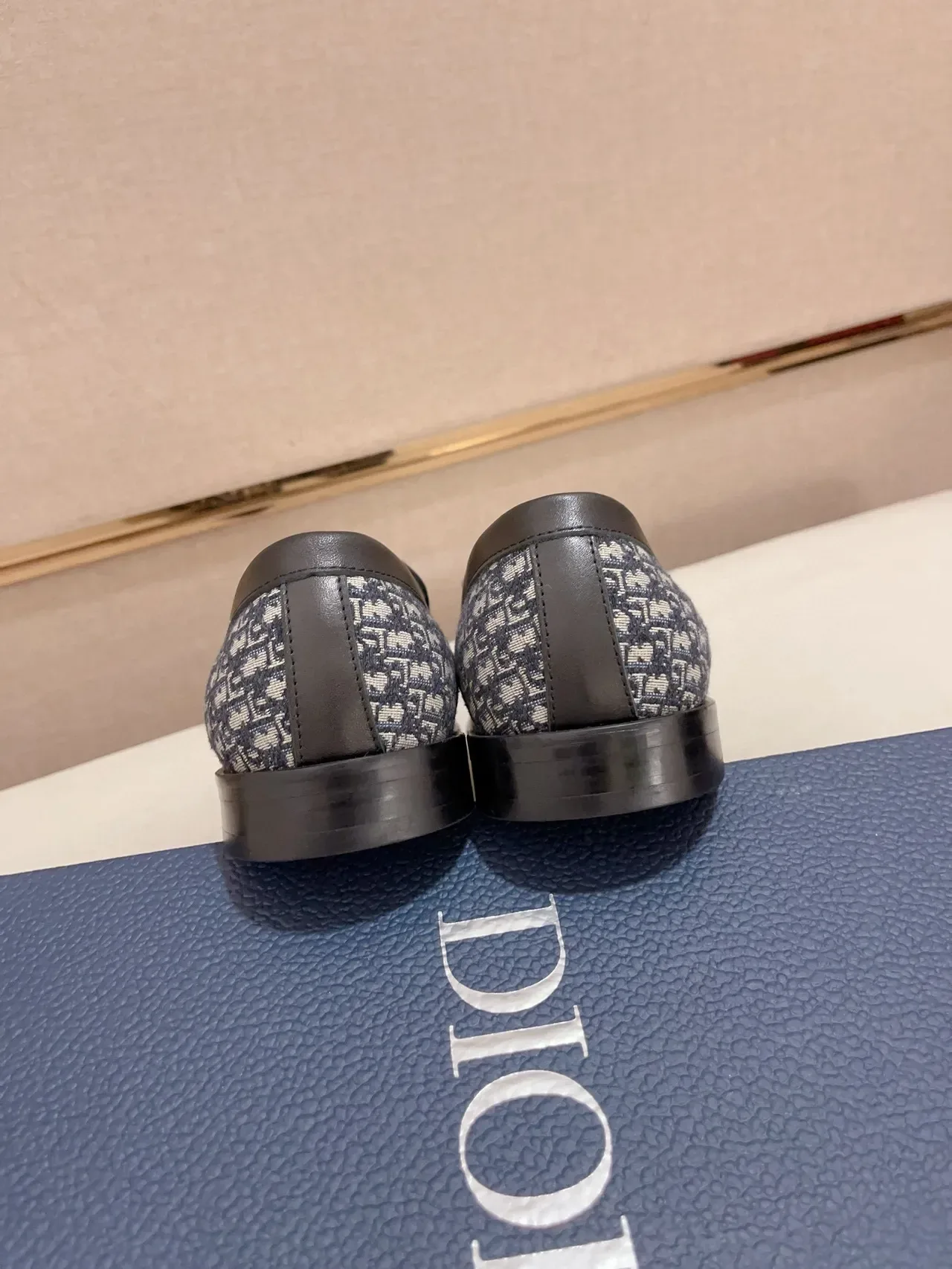 Dior Navy Black Monogrammed Canvas Metal D-Buckle Loafer 3