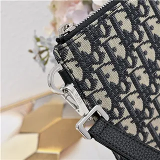 Dior Oblique noir beige monogrammé rectangulaire pochette de poignet 4