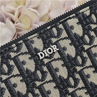 Dior Oblique noir beige monogrammé rectangulaire pochette de poignet 6