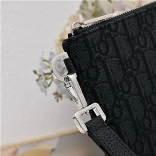 Dior Oblique noir beige monogrammé rectangulaire pochette de poignet 13