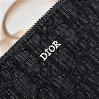 Dior Oblique noir beige monogrammé rectangulaire pochette de poignet 15