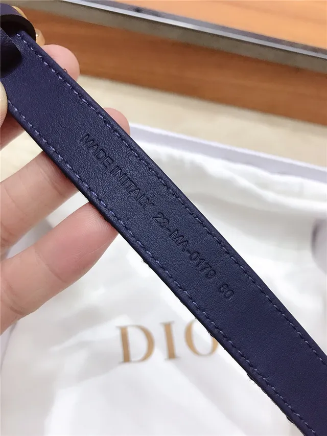 Dior Oblique Jacquard Navy Leather Belt 8