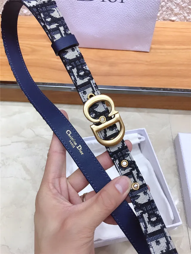 Dior Oblique Jacquard Navy Leather Belt 9