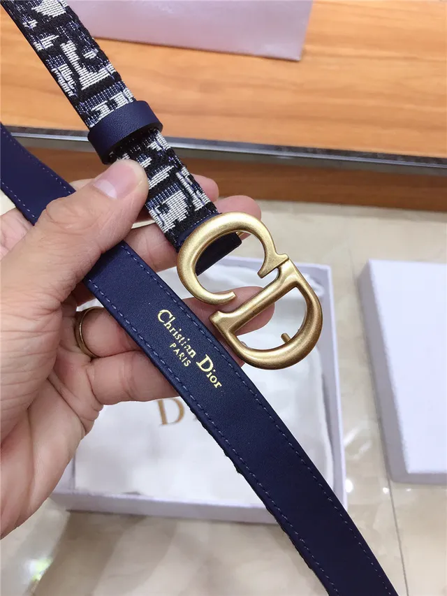 Dior Oblique Jacquard Navy Leather Belt 10