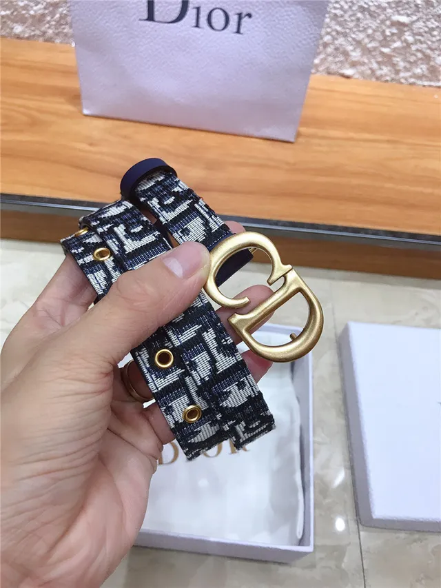 Dior Oblique Jacquard Navy Leather Belt 11