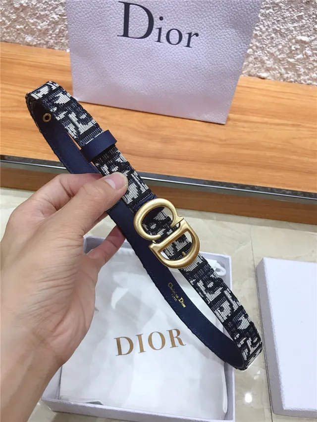 Dior Oblique Jacquard Navy Leather Belt 12