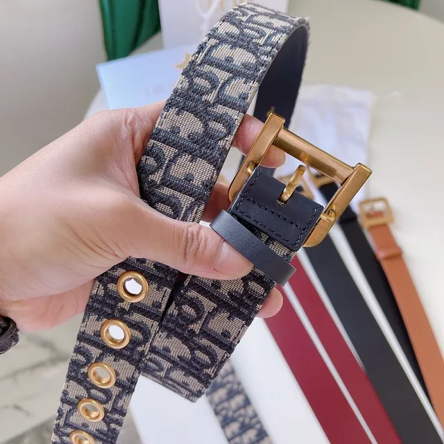 Dior Oblique Woven Monogram Gold Buckle Leather Belt 3