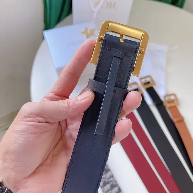 Dior Oblique Woven Monogram Gold Buckle Leather Belt 4
