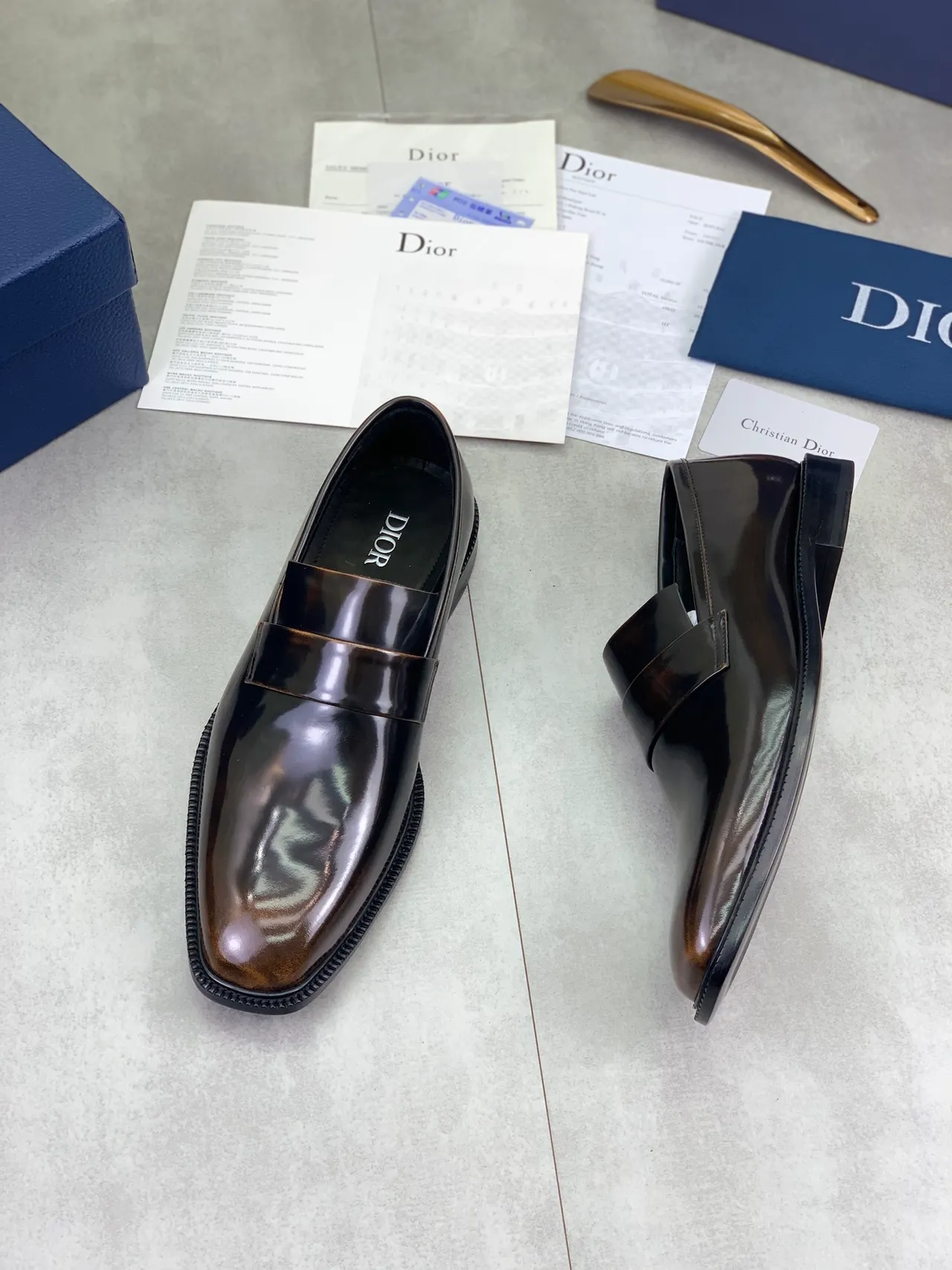 Dior Penny Loafer Dark Brown Patent Leather Loafers 4