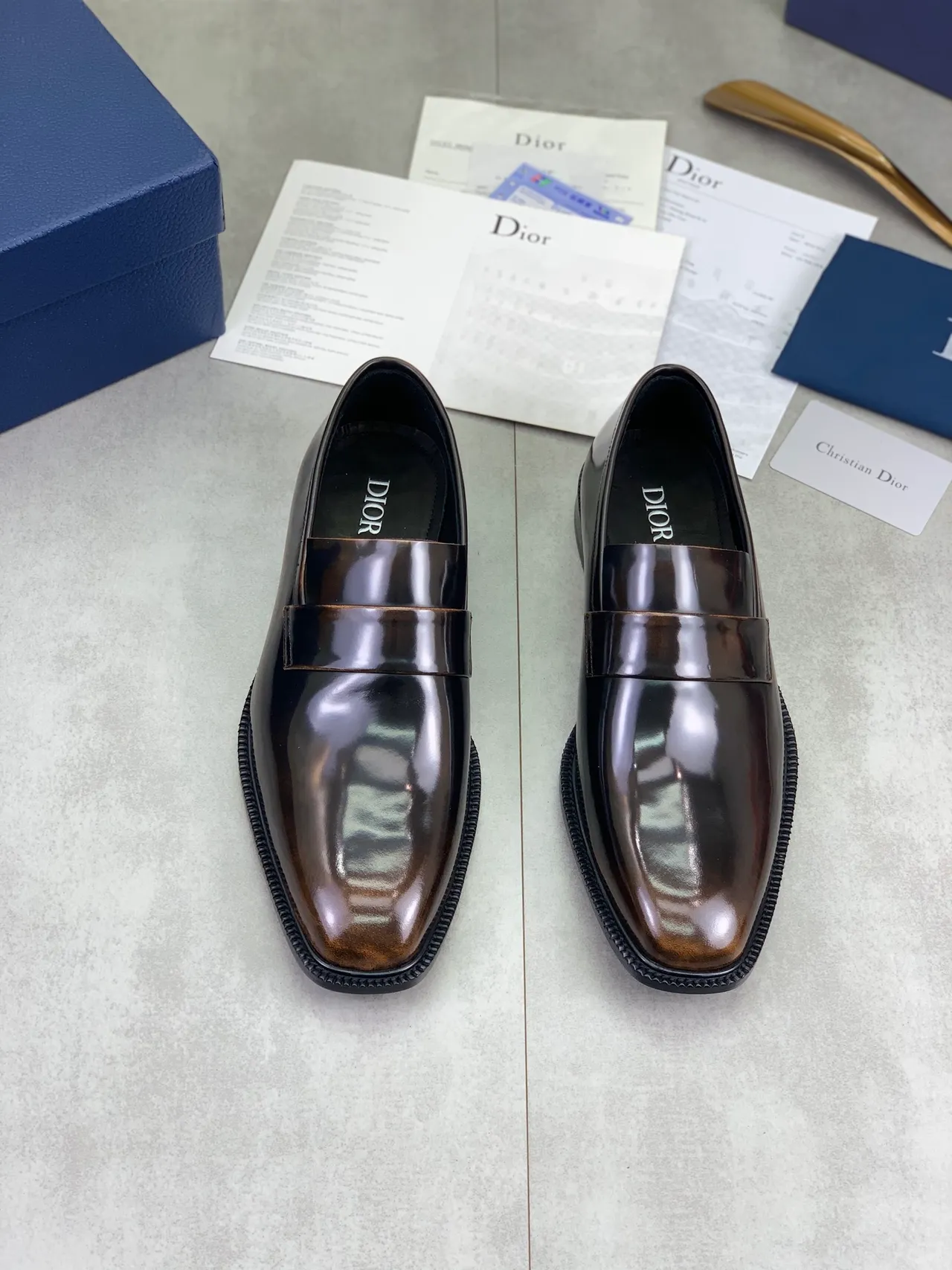 Dior Penny Loafer Dark Brown Patent Leather Loafers 5