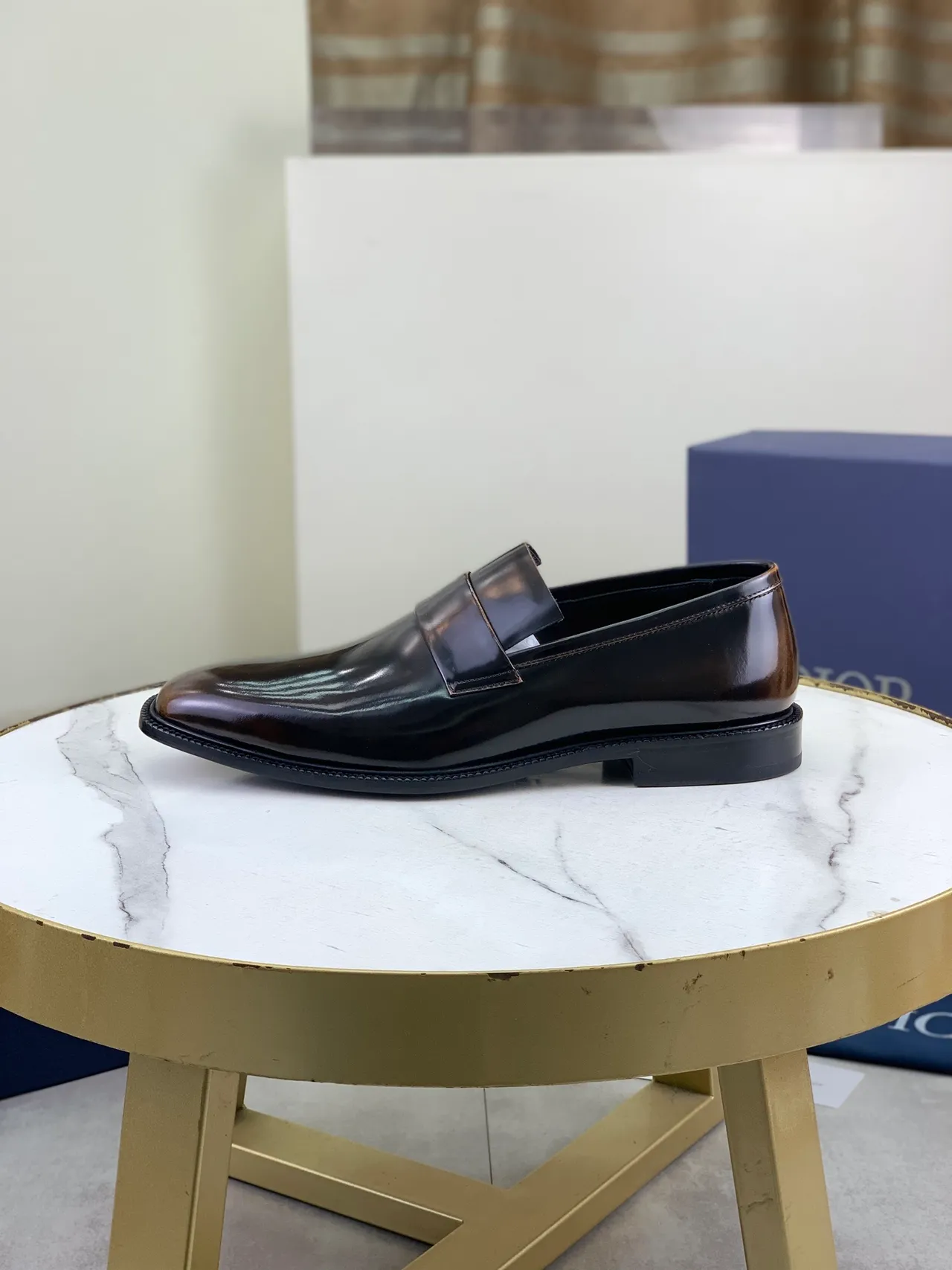 Dior Penny Loafer Dark Brown Patent Leather Loafers 6