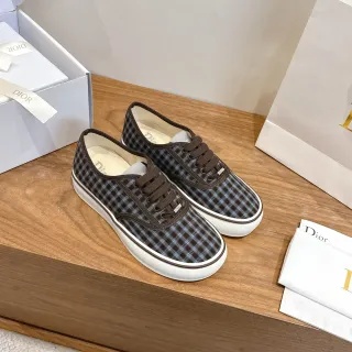 Dior Sneakers Lifestyle en Toile Plaid à Pointe Basse