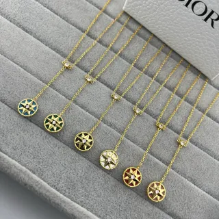 Dior Rose des Vents Enamel Compass Pendant Necklaces