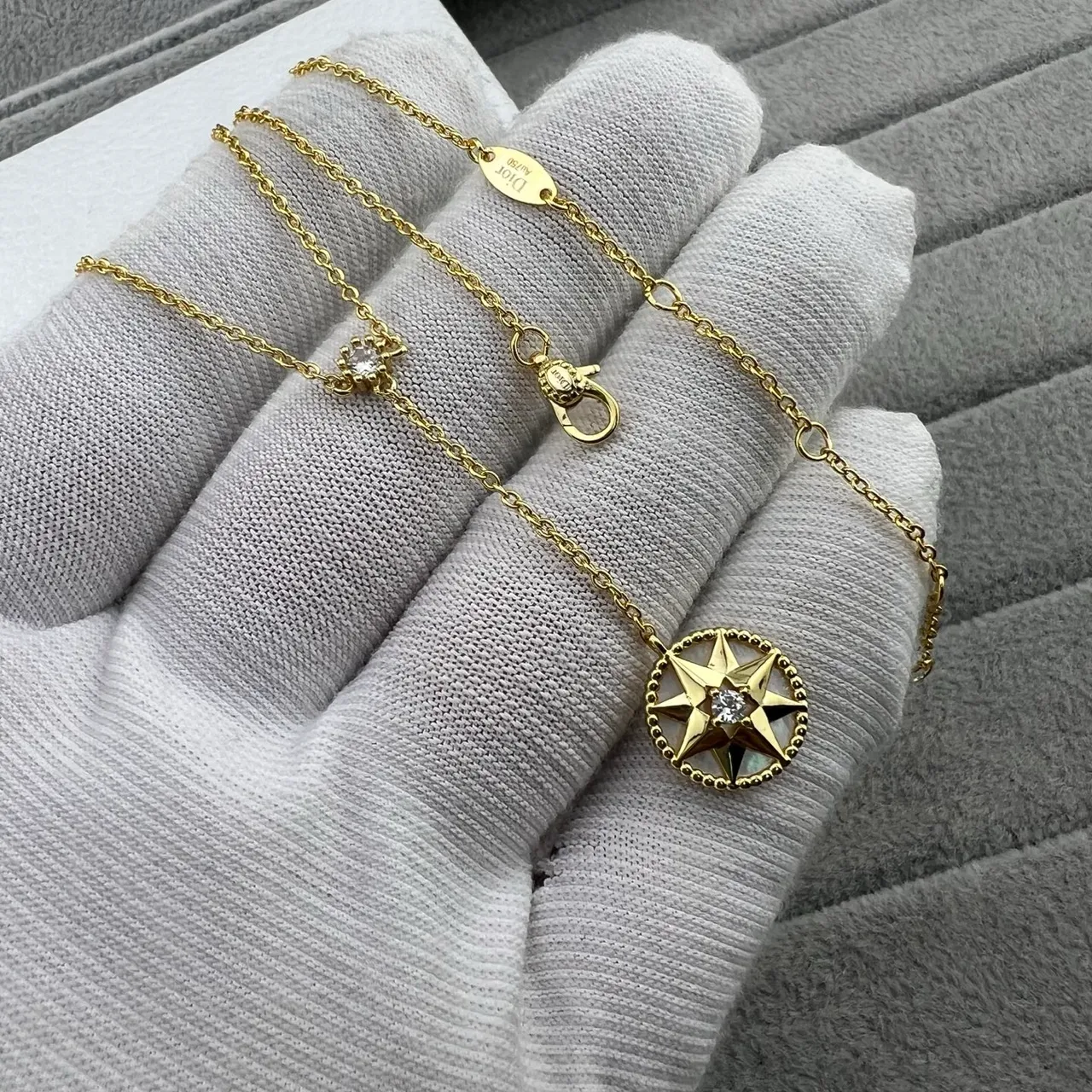 Dior Rose des Vents Enamel Compass Pendant Necklaces 5