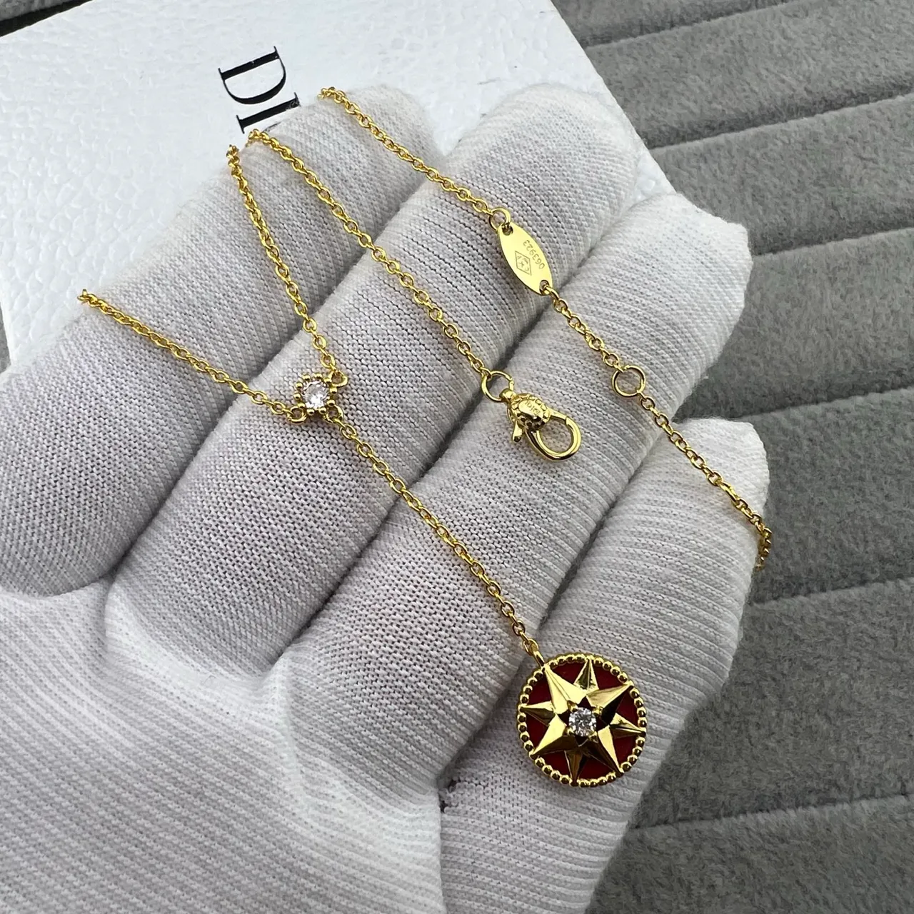 Dior Rose des Vents Enamel Compass Pendant Necklaces 6